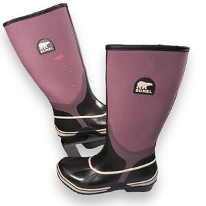 Sorel Sorellington Tall Slip-on Rain Boots Purple / Black NL1620-518 Women's 8
